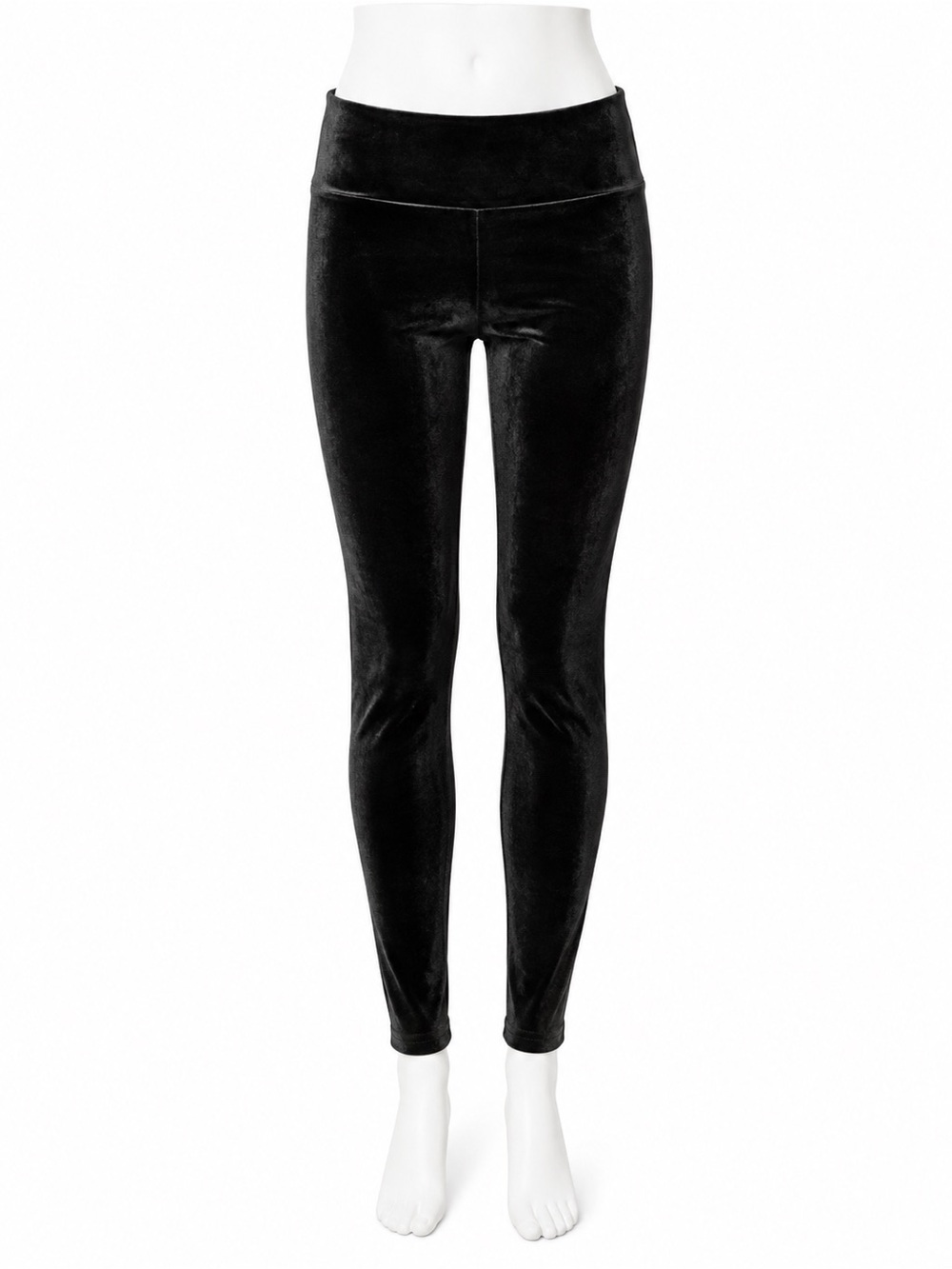 Black Velvet High-Waist Leggings - Women